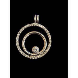 Sterling Silver 925 Circle  Of Life Pendant With CZ Center Stone Pave Accent
